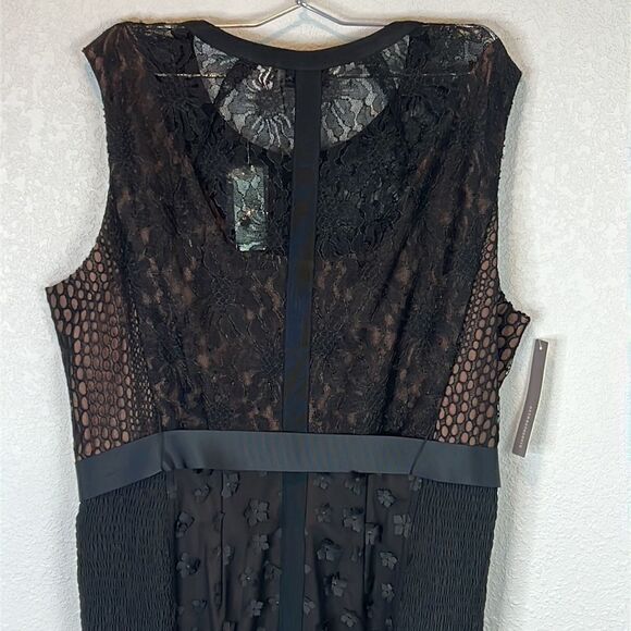 New Byron Lars Beauty Mark Black Floral Applique Lace Sheath Gisella Size 22 - Picture 8 of 16